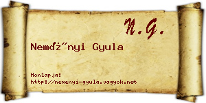 Neményi Gyula névjegykártya